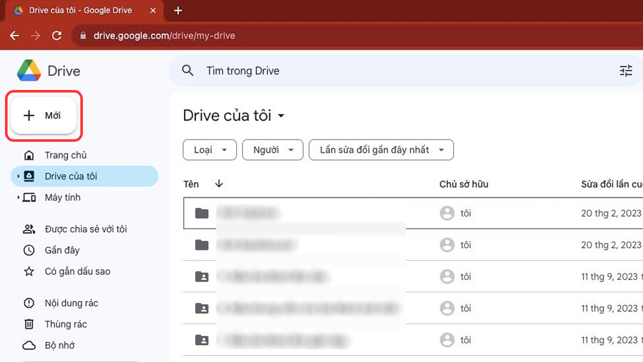 Tải dữ liệu lên Google Drive bước 1