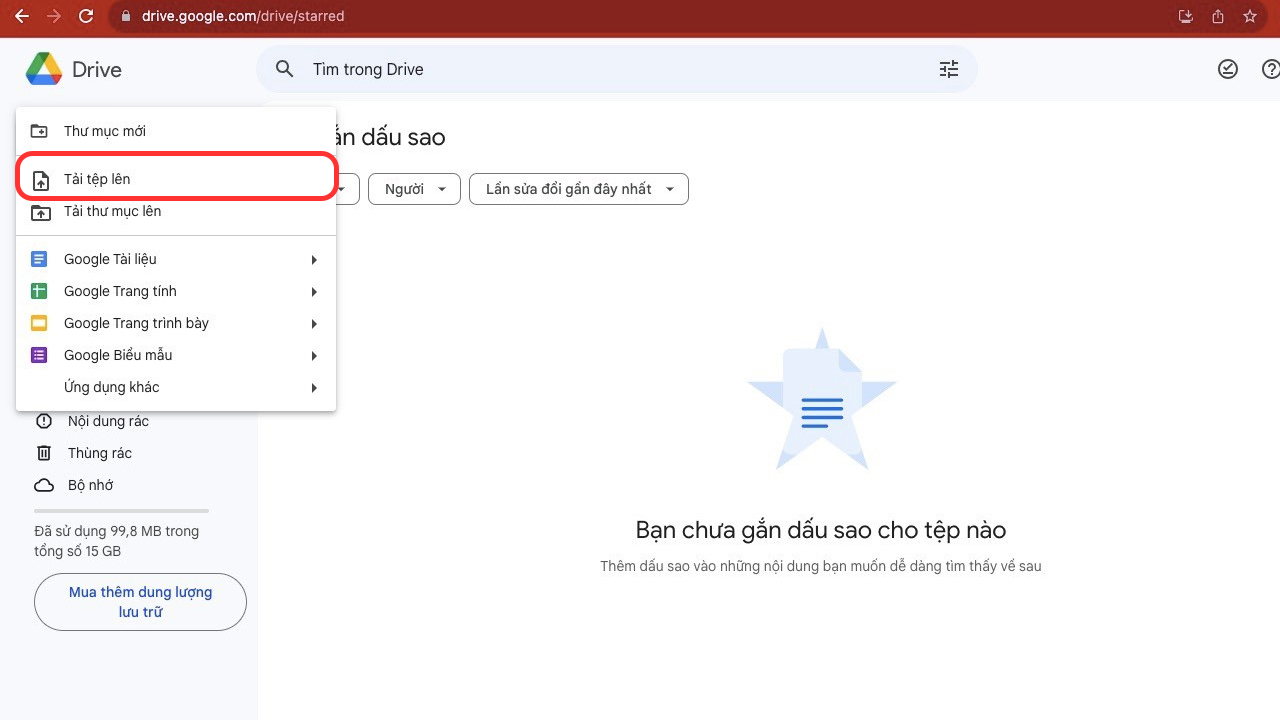 Tải dữ liệu lên Google Drive bước 2