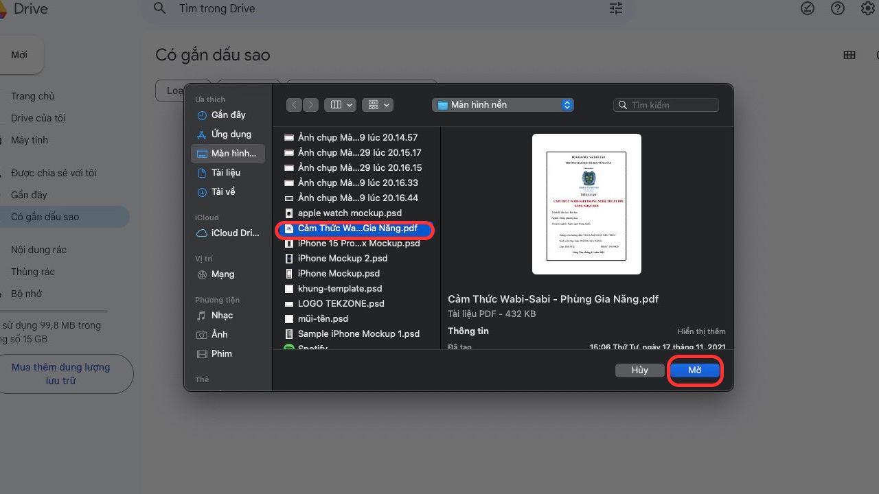 Tải dữ liệu lên Google Drive bước 3