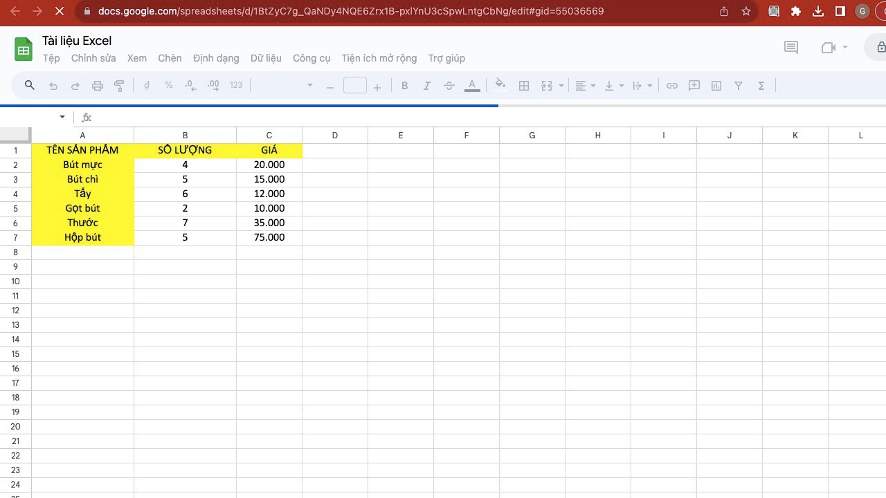 Tải file Excel lên Google Drive với trang tính mới bước 5