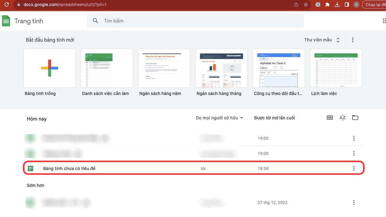 Tải file Excel lên Google Drive với trang tính sẵn có bước 1