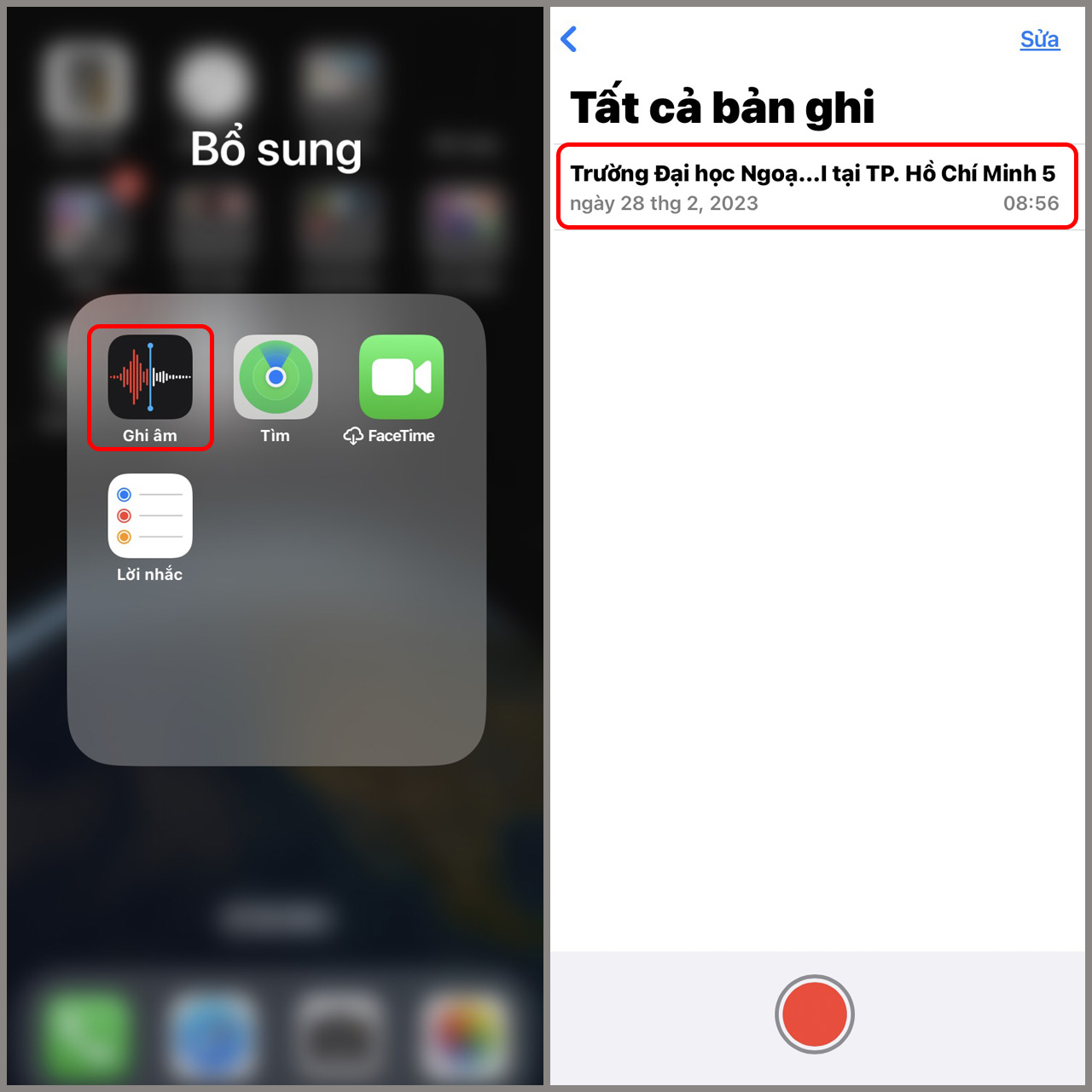 Cách tải file ghi âm lên Drive trên iPhone bước 1