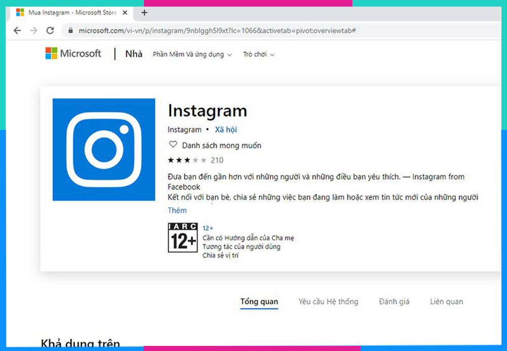 Tải Instagram cho máy tính win qua Microsoft Store b1