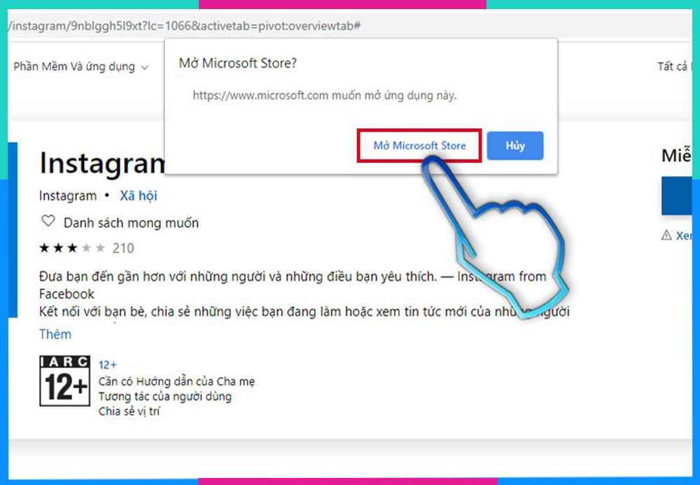 Tải Instagram cho máy tính win qua Microsoft Store b3