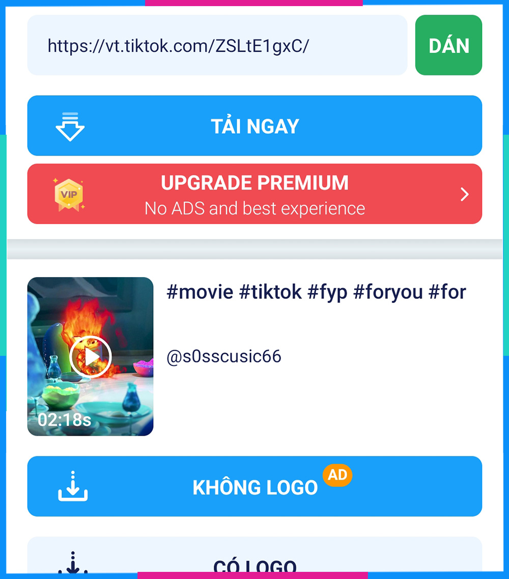 Ứng dụng tải Video TikTok 7-8