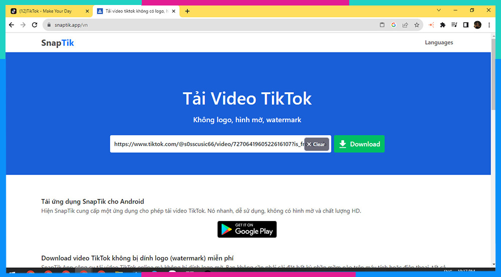 Tải video Tiktok về máy tính B5