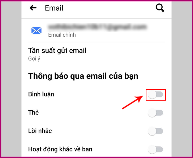 Tắt thông báo Facebook trên Gmail bằng điện thoại android bước 3