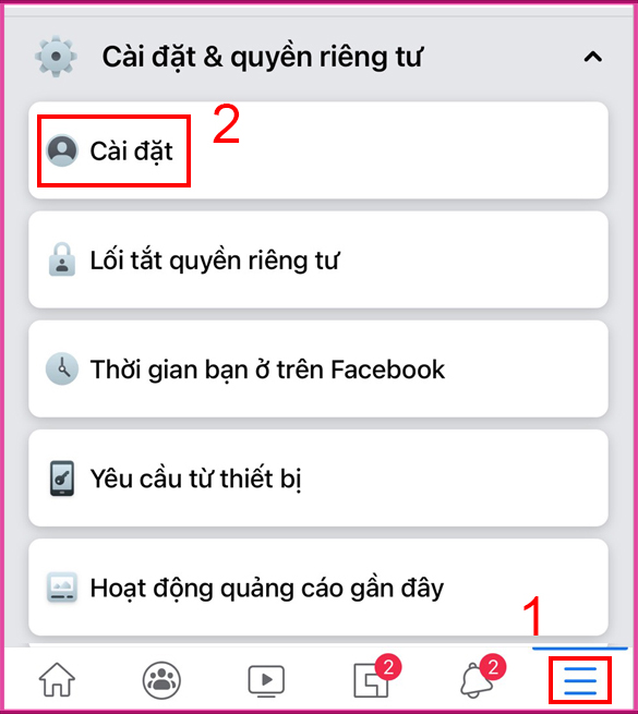 Tắt thông báo Facebook trên Gmail bằng điện thoại iphone bước 1
