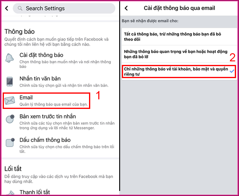 Tắt thông báo Facebook trên Gmail bằng điện thoại iphone bước 2