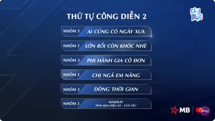 Thứ tự Công Diễn 2