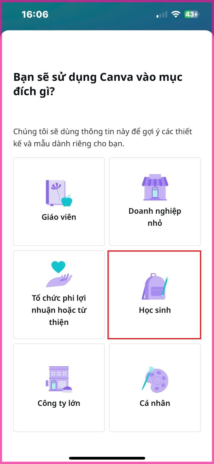 Thực hiện trên điện thoại Bước 1