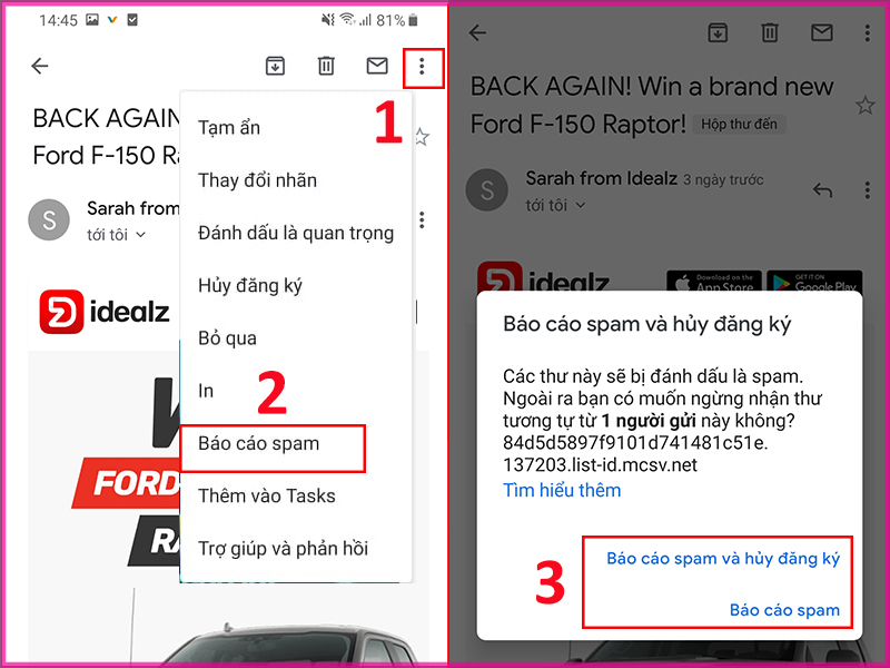 Thực hiện trên điện thoại Bước 2