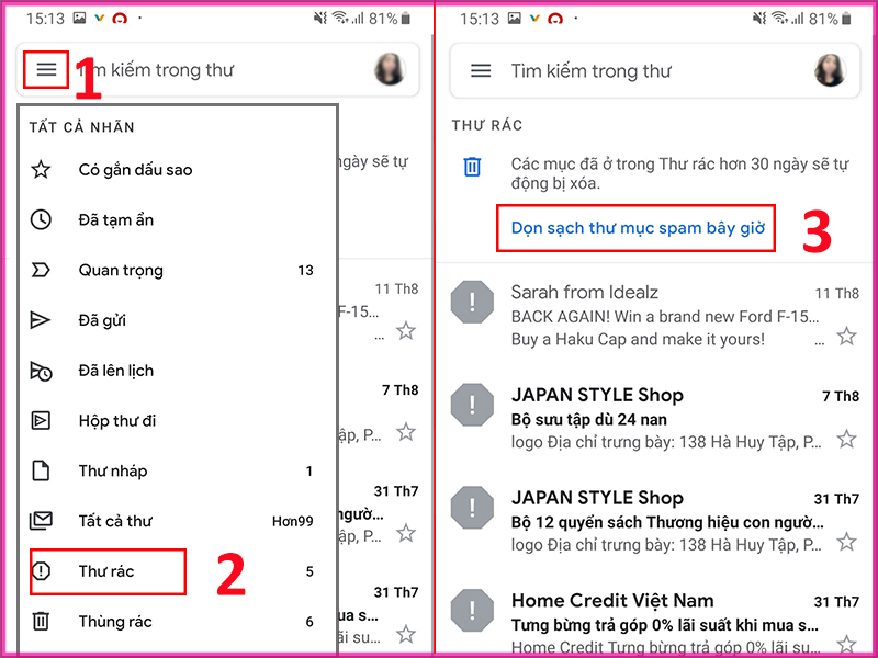 Thực hiện trên điện thoại Bước 3