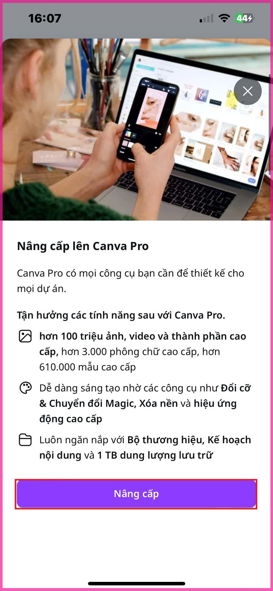 Thực hiện trên điện thoại Bước 5
