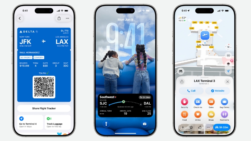 Giao diện thẻ lên máy bay được thiết kế mới trong ứng dụng Ví Apple