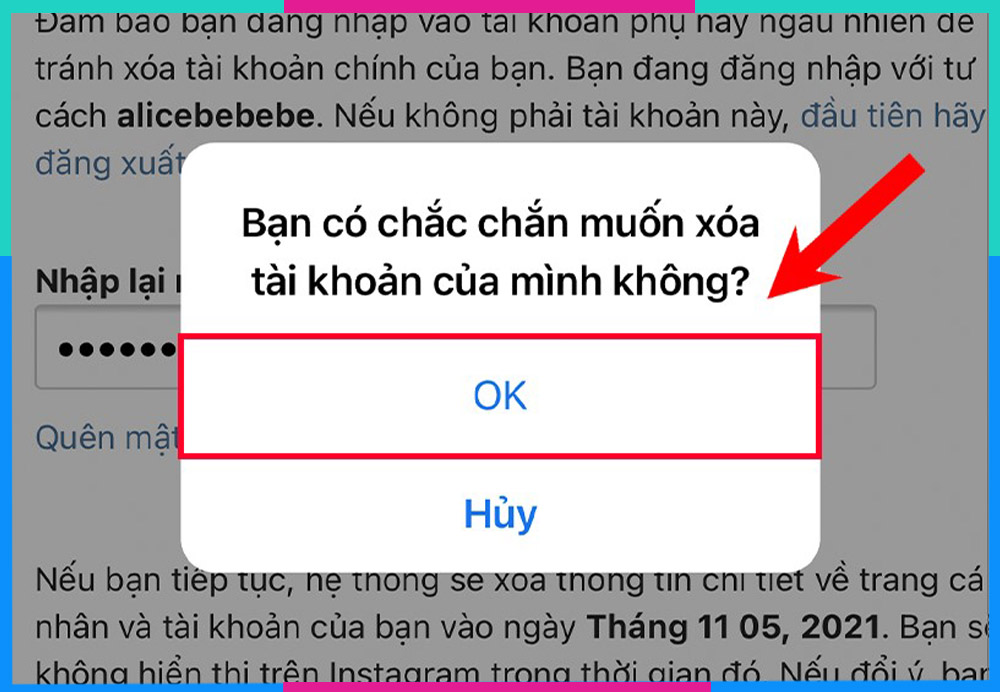 Xóa tài khoản Instagram trên trình duyệt b4